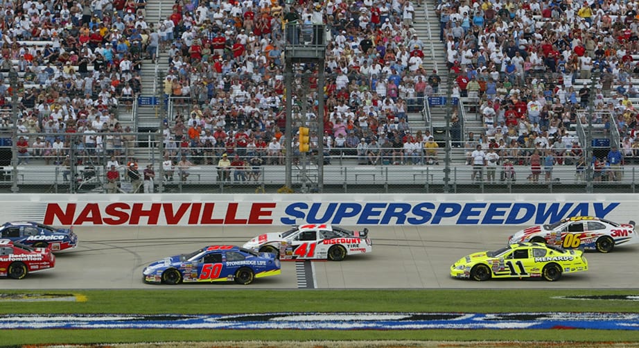 Nashville Superspeedway cars on racetrack